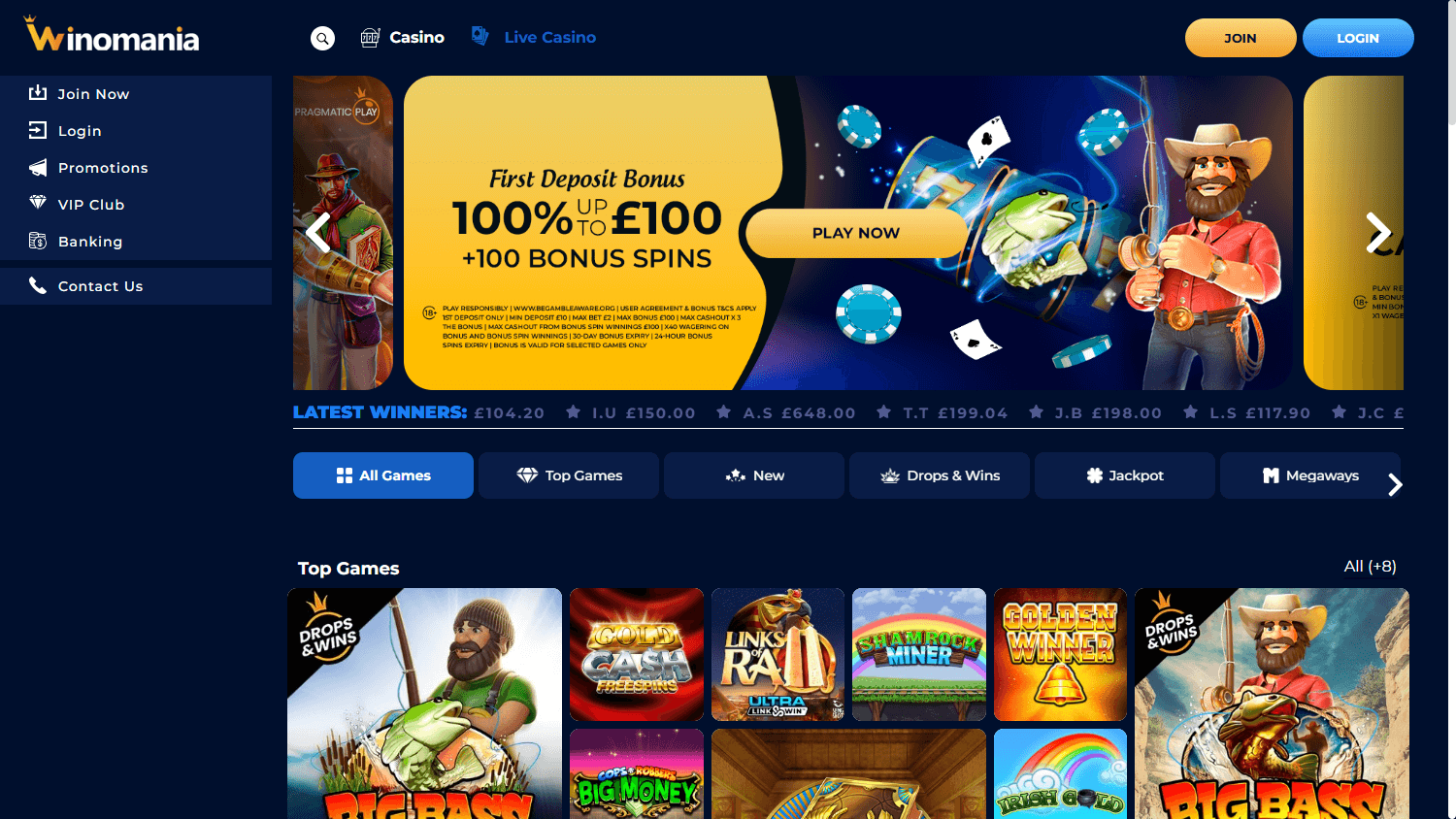 WinOMania Casino Desktop screenshot